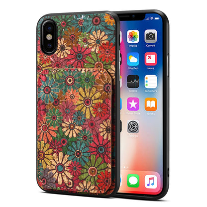 iPhone X/XS Dual Card Slot Holder Phone Case – Patterned Design, Scratch & Dirt Protection, Convenient Holder