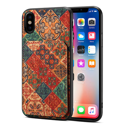 iPhone X/XS Dual Card Slot Holder Phone Case – Patterned Design, Scratch & Dirt Protection, Convenient Holder
