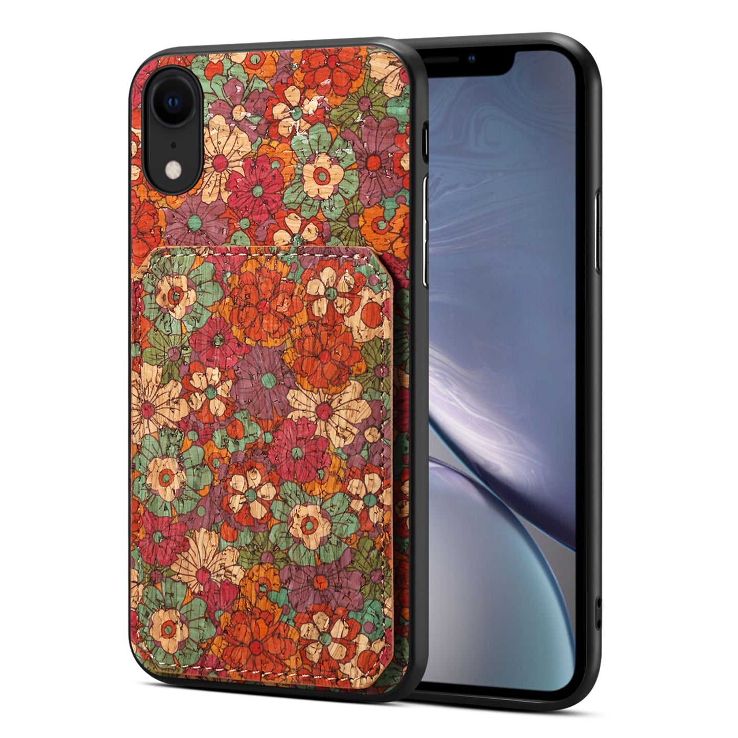 iPhone XR Dual Card Slot Holder Phone Case – Patterned Design, Scratch & Dirt Protection, Convenient Holder