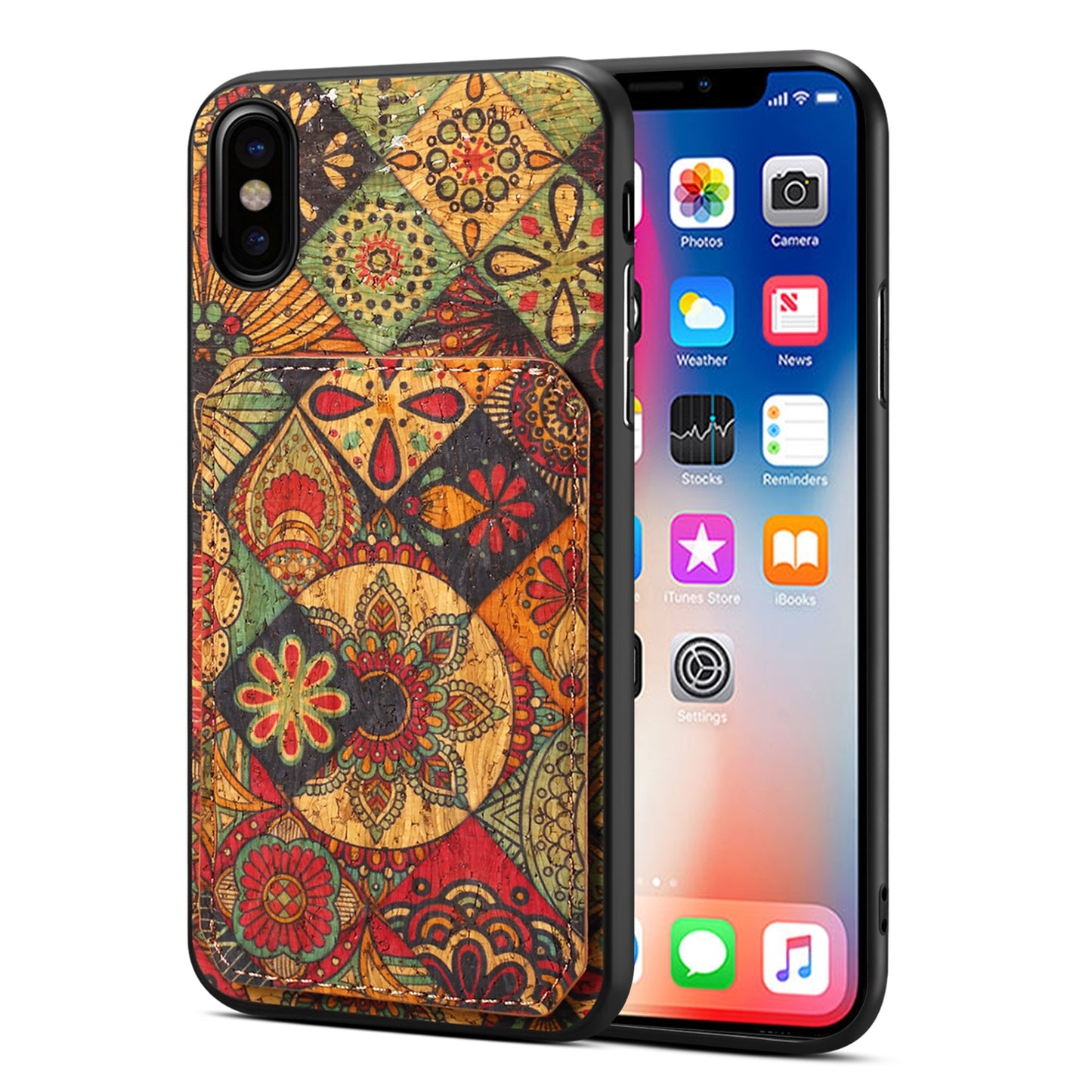 iPhone XS Max Dual Card Slot Holder Phone Case – Patterned Design, Scratch & Dirt Protection, Convenient Holder
