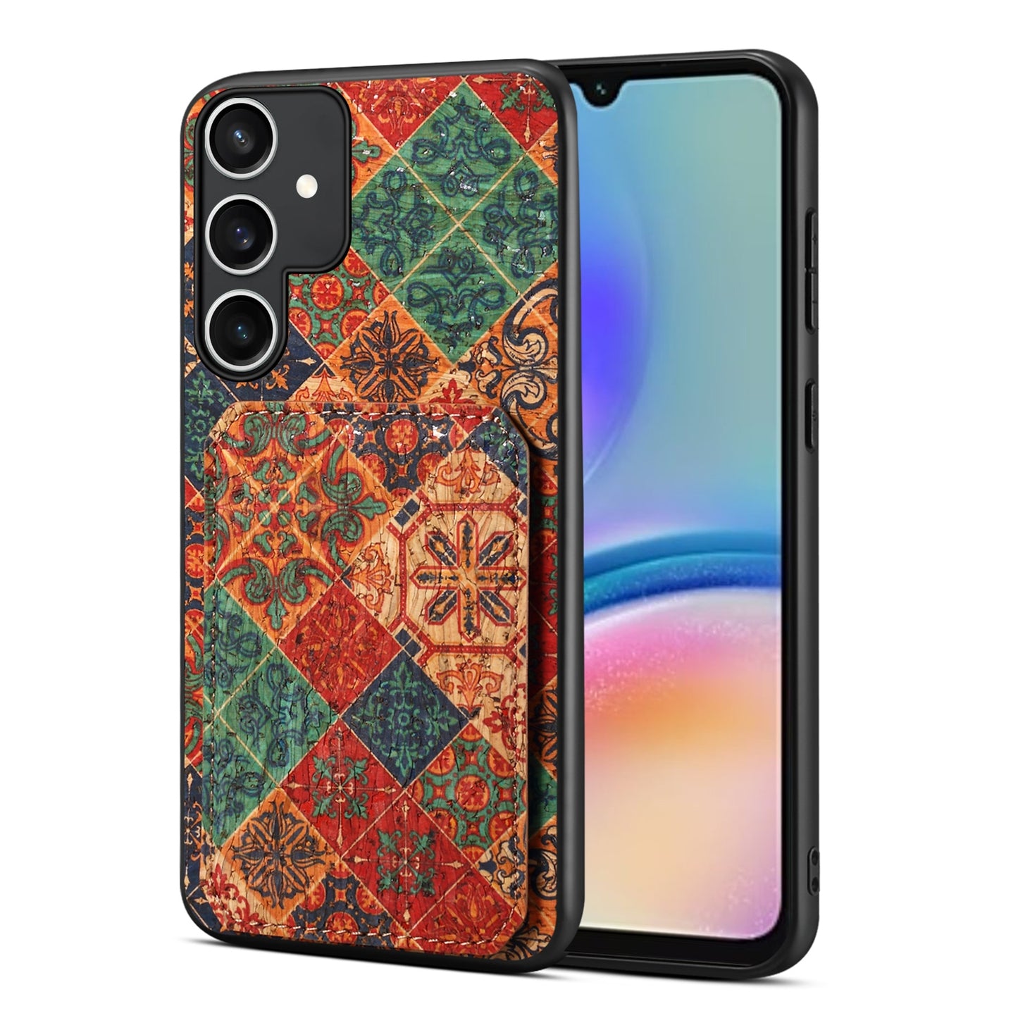 Samsung Galaxy A05s Dual Card Slot Holder Phone Case – Patterned Design, Scratch & Dirt Protection, Convenient Holder