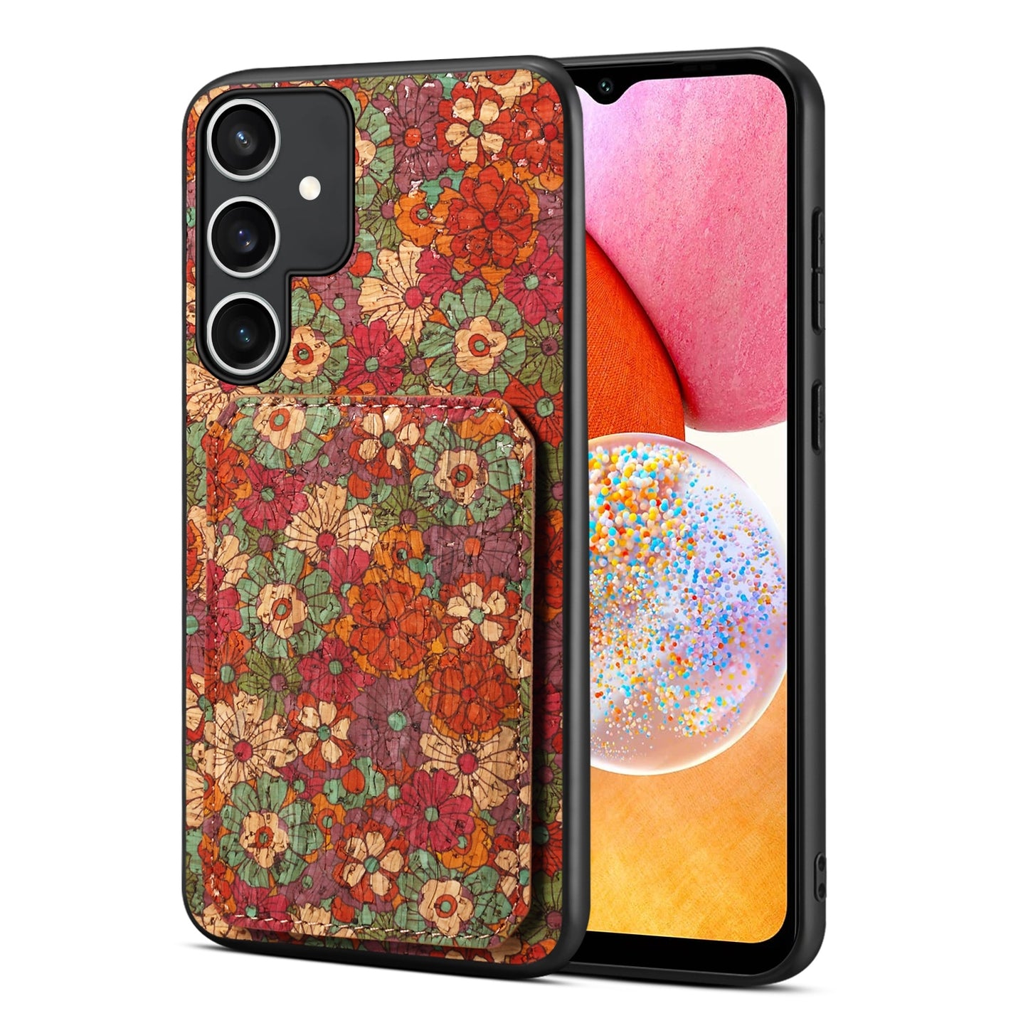 Samsung Galaxy A14 Dual Card Slot Holder Phone Case – Patterned Design, Scratch & Dirt Protection, Convenient Holder