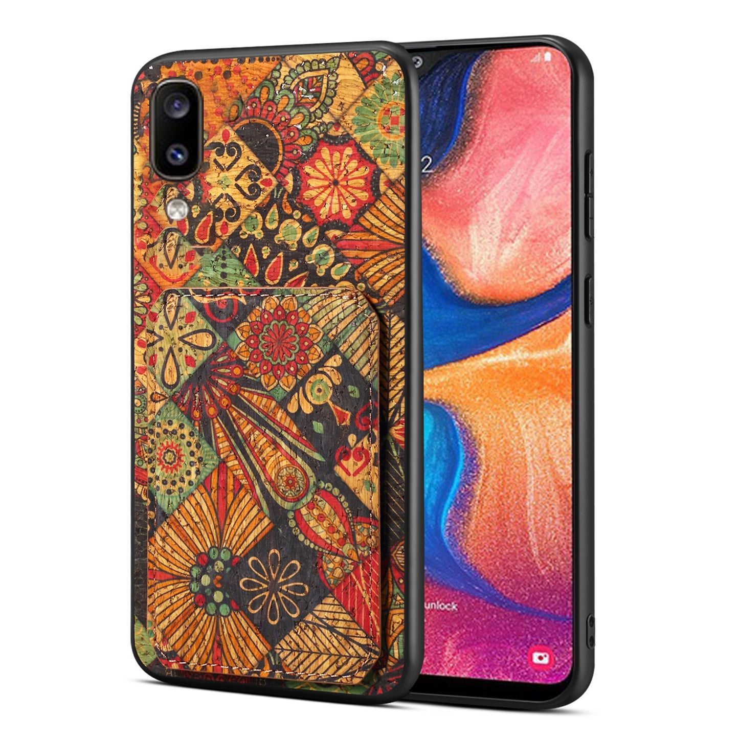 Samsung Galaxy A20 Dual Card Slot Holder Phone Case – Patterned Design, Scratch & Dirt Protection, Convenient Holder