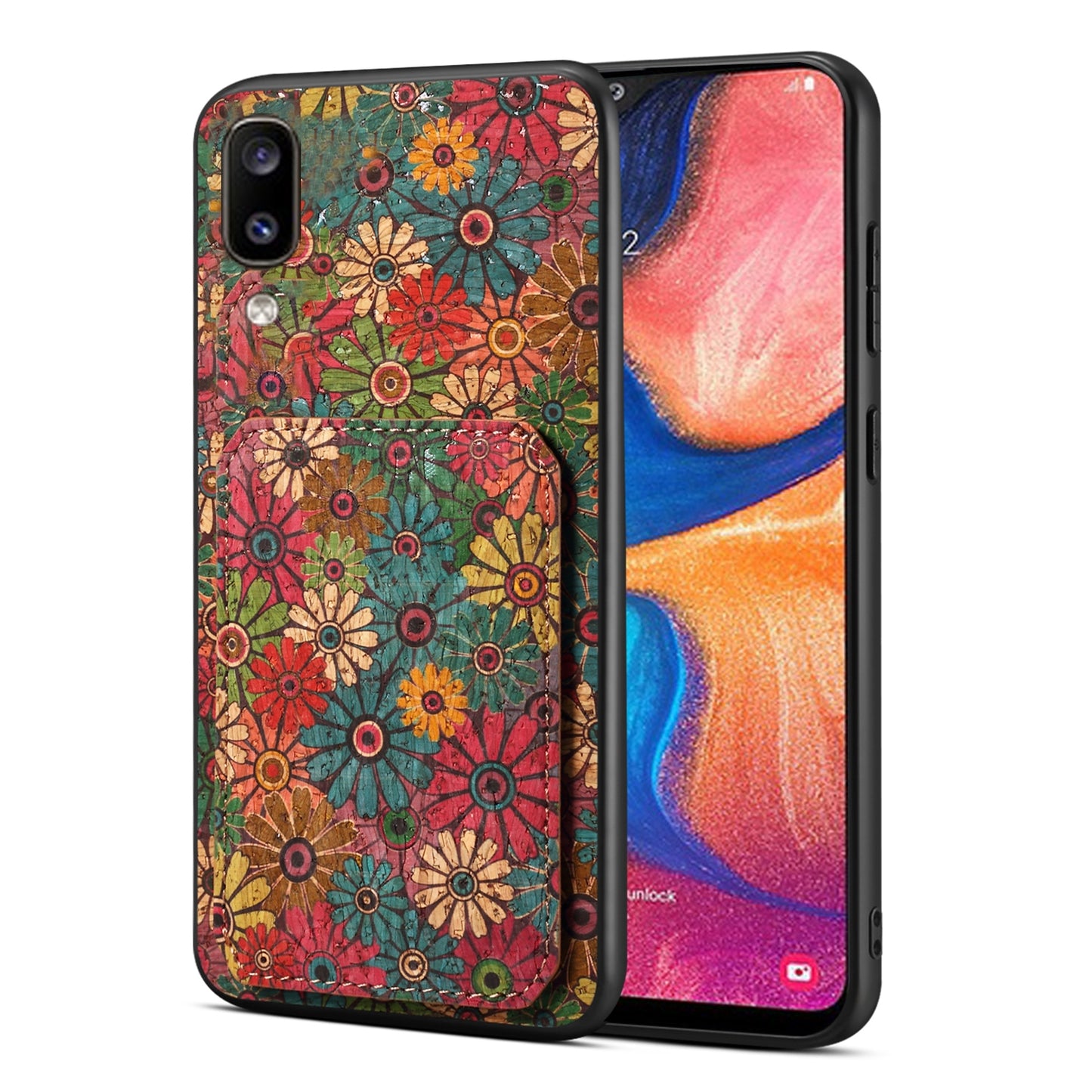 Samsung Galaxy A20 Dual Card Slot Holder Phone Case – Patterned Design, Scratch & Dirt Protection, Convenient Holder