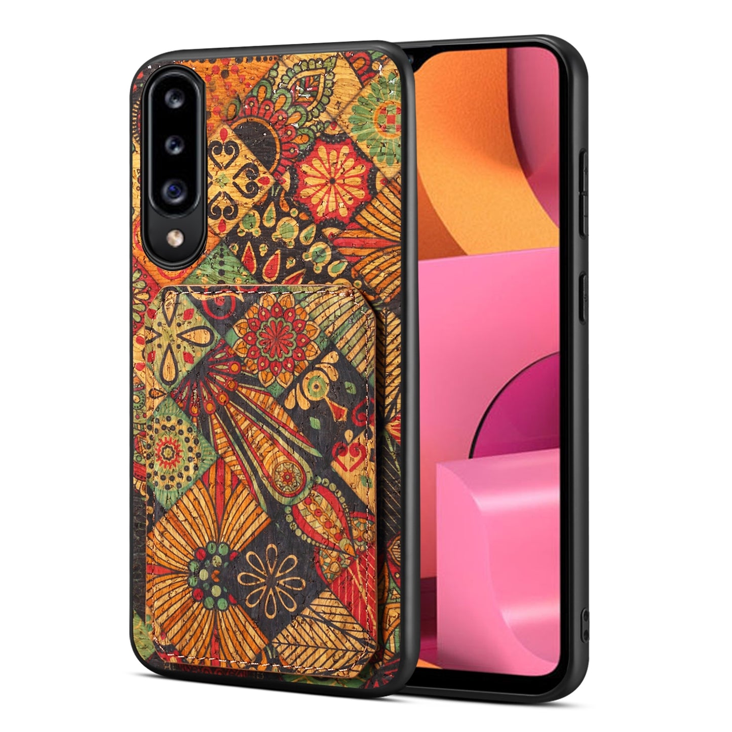 Samsung Galaxy A20s Dual Card Slot Holder Phone Case – Patterned Design, Scratch & Dirt Protection, Convenient Holder