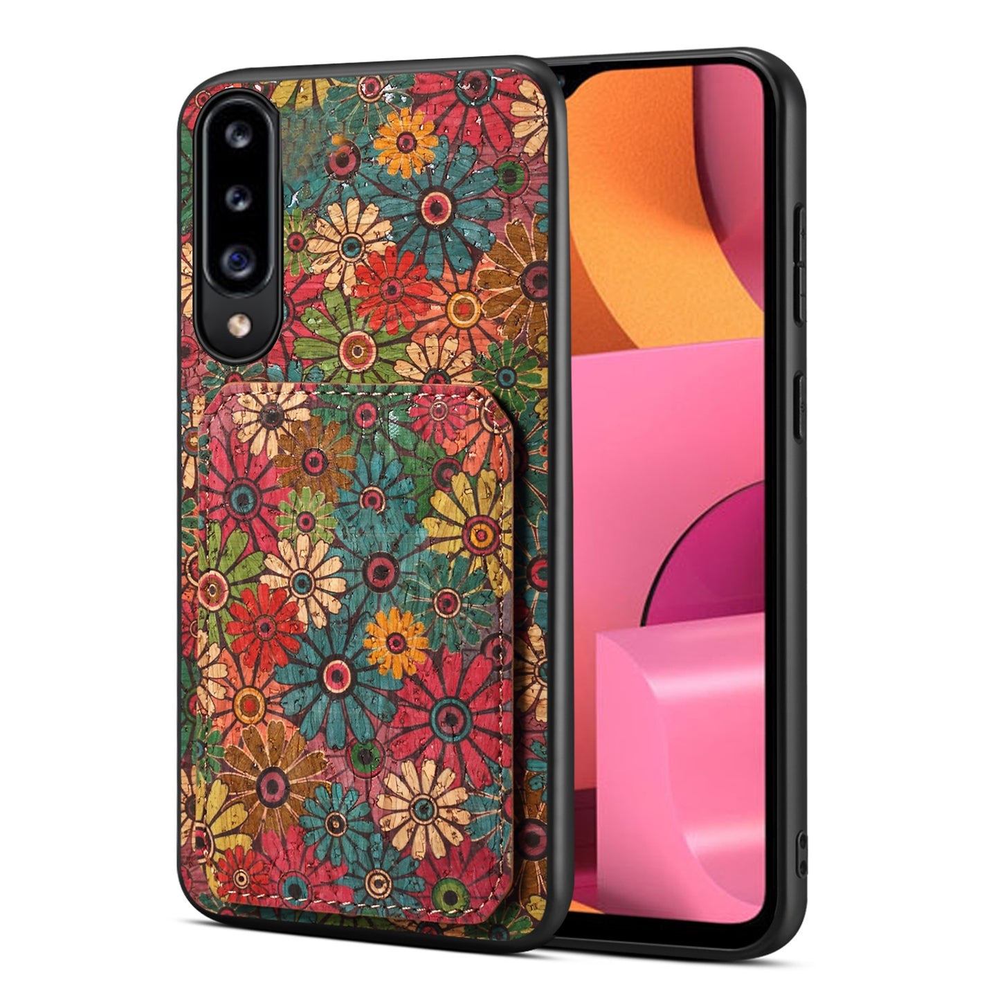 Samsung Galaxy A20s Dual Card Slot Holder Phone Case – Patterned Design, Scratch & Dirt Protection, Convenient Holder