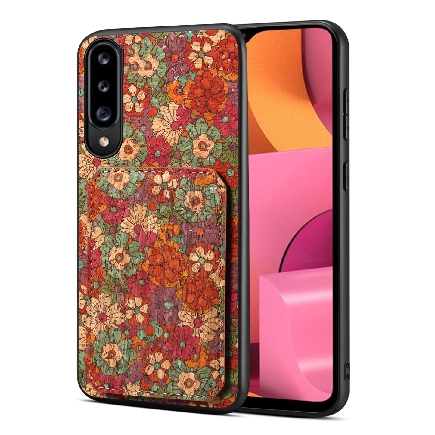 Samsung Galaxy A20s Dual Card Slot Holder Phone Case – Patterned Design, Scratch & Dirt Protection, Convenient Holder