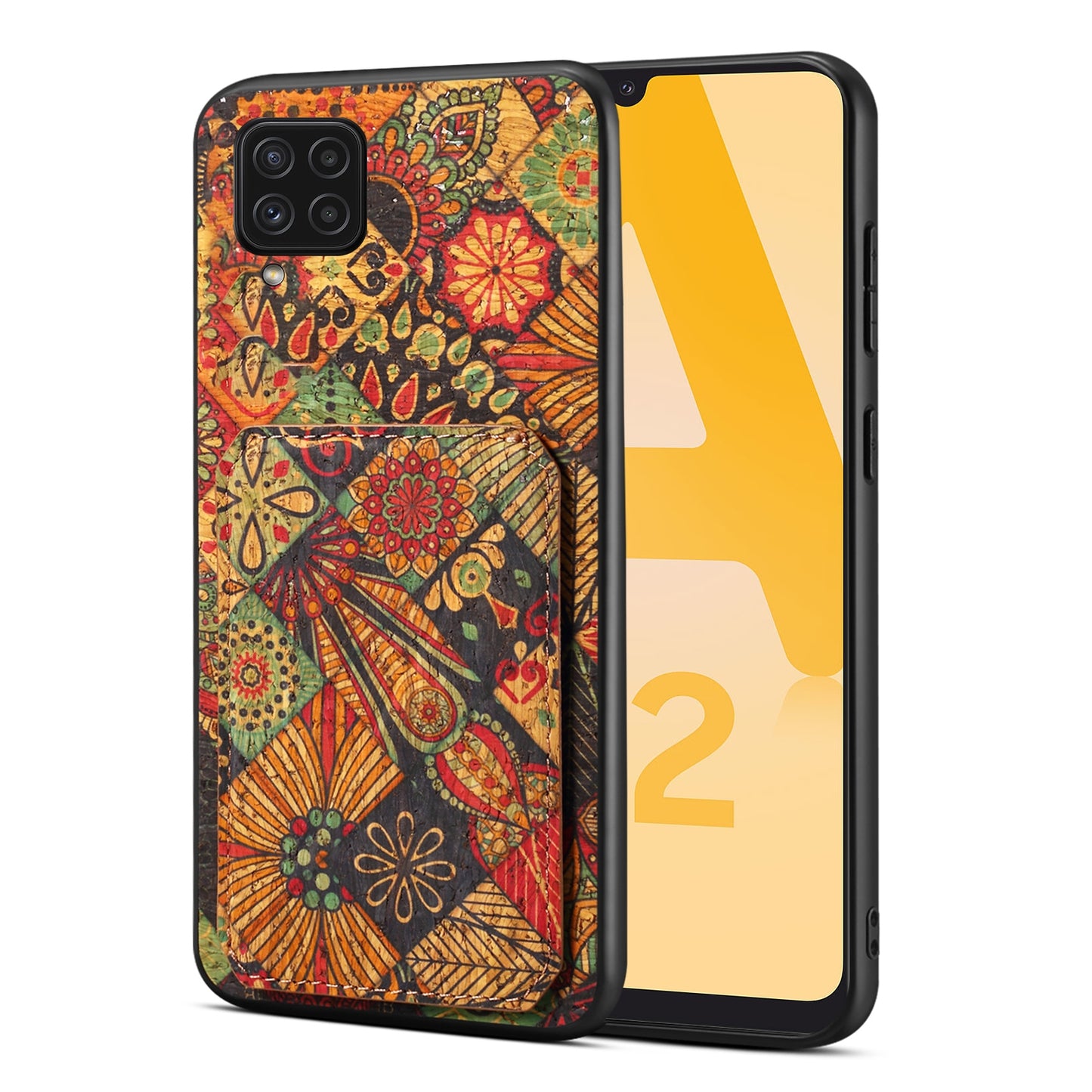 Samsung Galaxy A22 Dual Card Slot Holder Phone Case – Patterned Design, Scratch & Dirt Protection, Convenient Holder