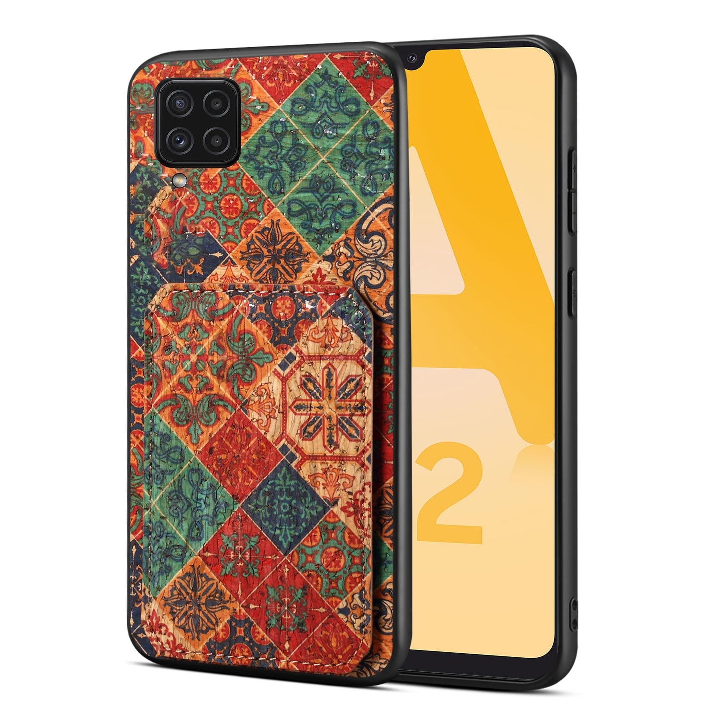 Samsung Galaxy A22 Dual Card Slot Holder Phone Case – Patterned Design, Scratch & Dirt Protection, Convenient Holder