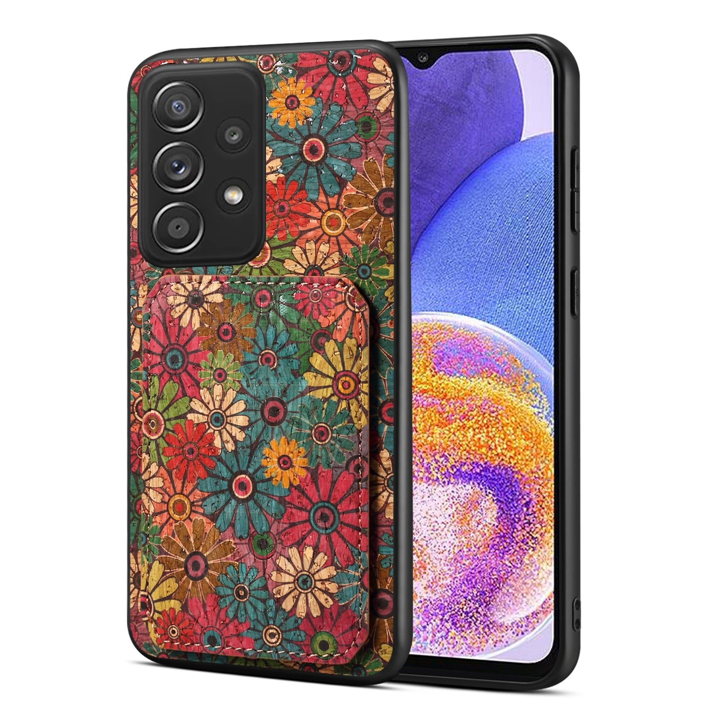 Samsung Galaxy A23 Dual Card Slot Holder Phone Case – Patterned Design, Scratch & Dirt Protection, Convenient Holder