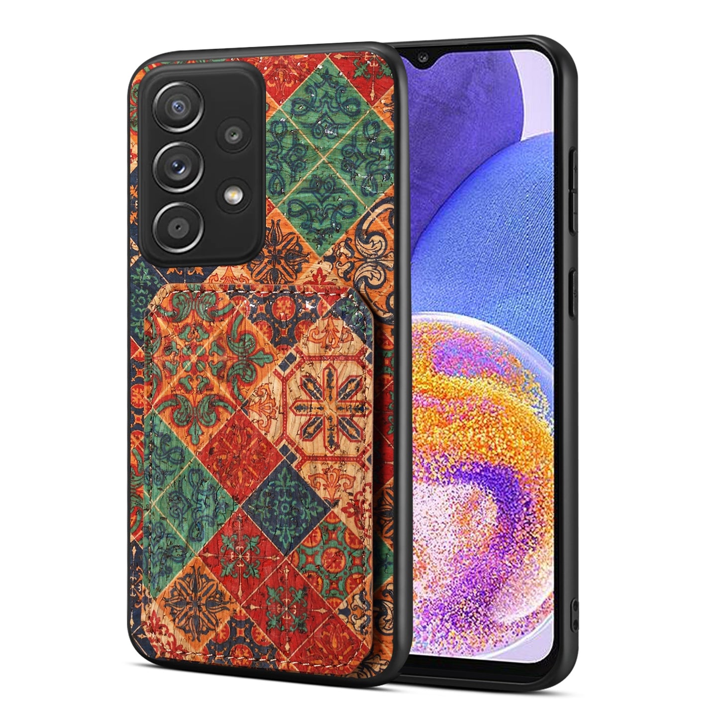 Samsung Galaxy A23 Dual Card Slot Holder Phone Case – Patterned Design, Scratch & Dirt Protection, Convenient Holder