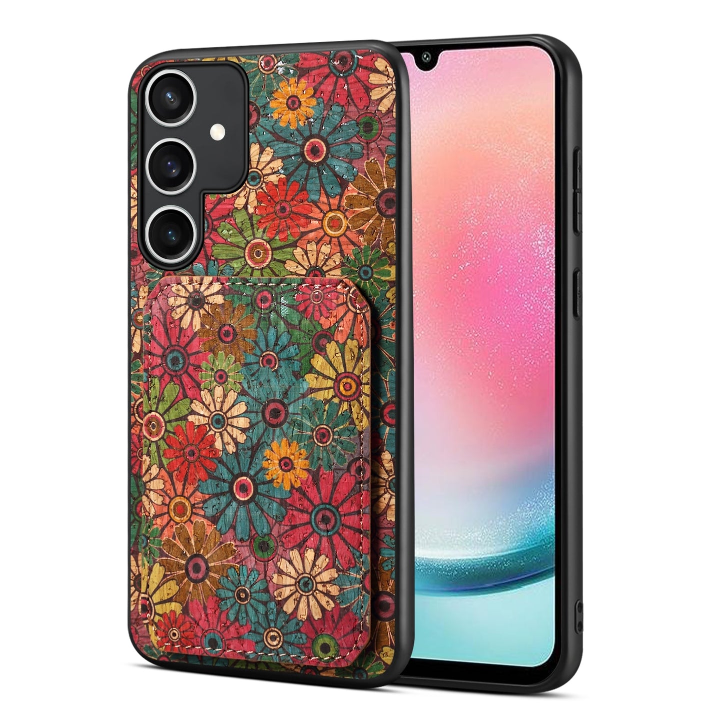 Samsung Galaxy A24 Dual Card Slot Holder Phone Case – Patterned Design, Scratch & Dirt Protection, Convenient Holder