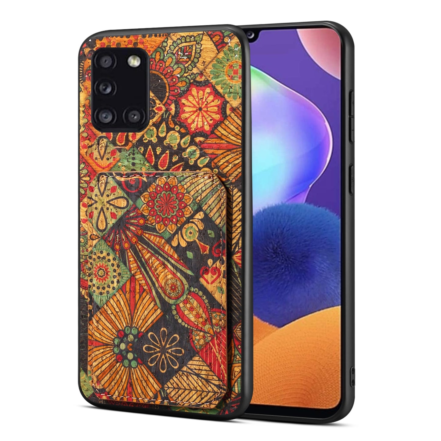 Samsung Galaxy A31 Dual Card Slot Holder Phone Case – Patterned Design, Scratch & Dirt Protection, Convenient Holder