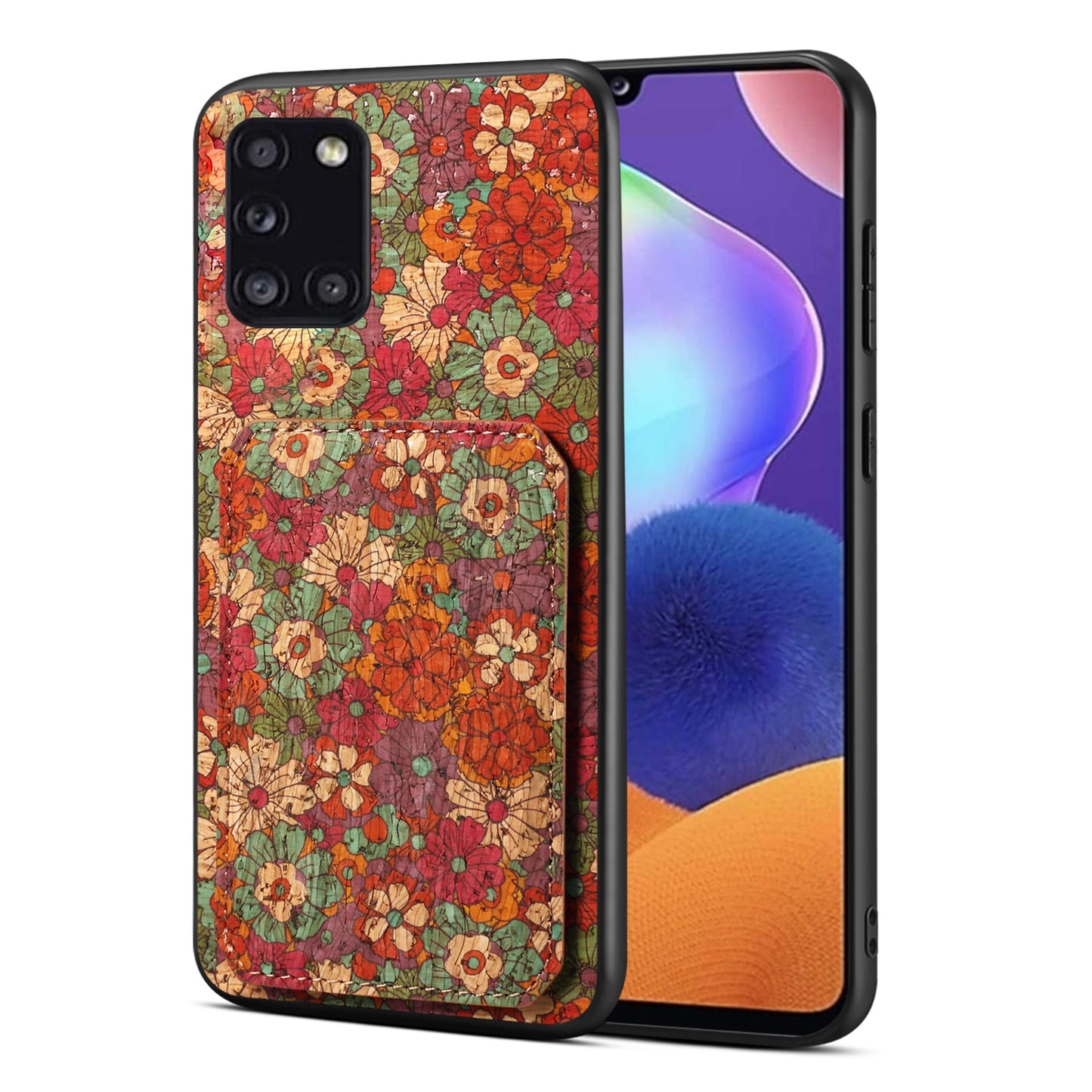 Samsung Galaxy A31 Dual Card Slot Holder Phone Case – Patterned Design, Scratch & Dirt Protection, Convenient Holder