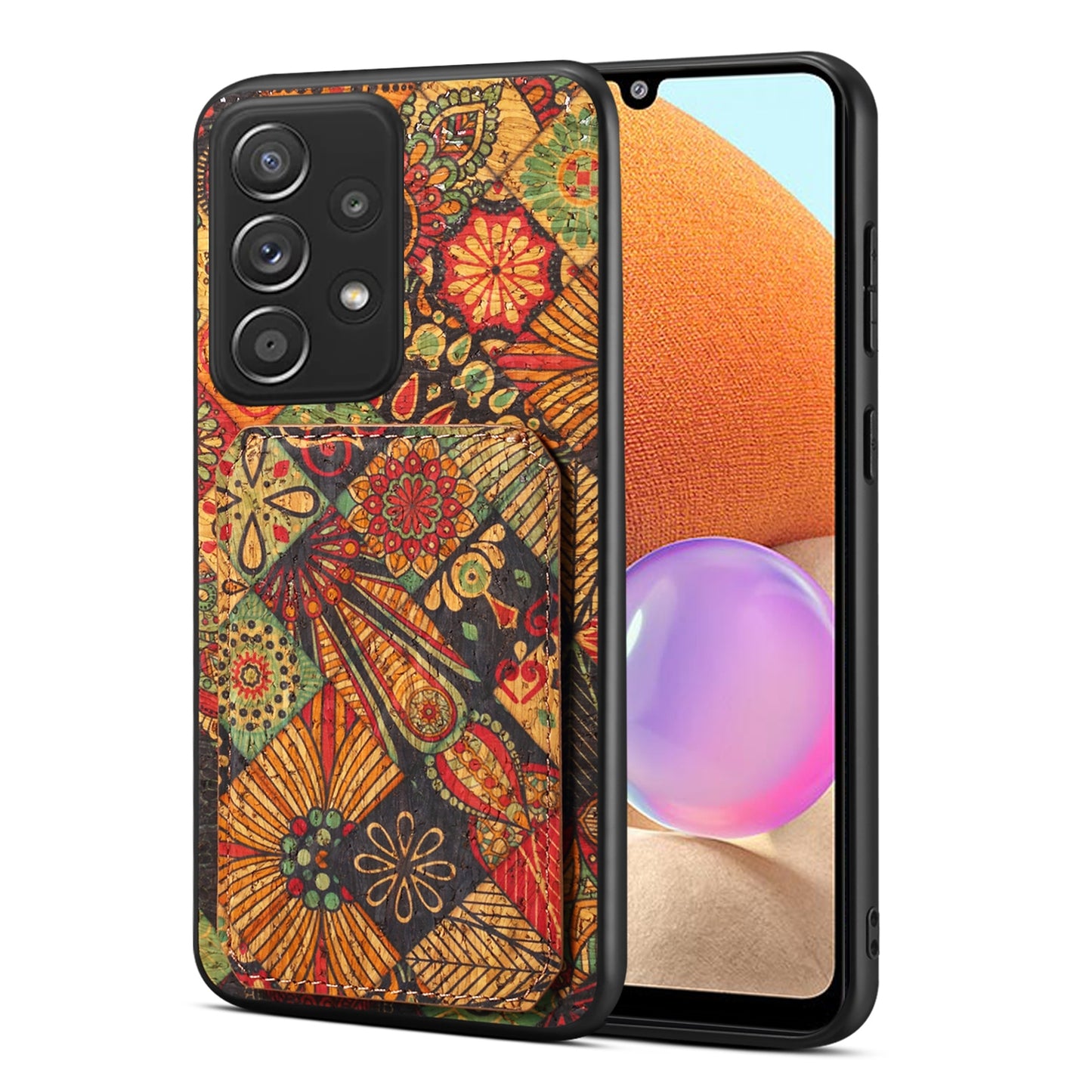 Samsung Galaxy A32 Dual Card Slot Holder Phone Case – Patterned Design, Scratch & Dirt Protection, Convenient Holder