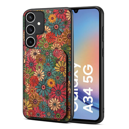 Samsung Galaxy A34 5G Dual Card Slot Holder Phone Case – Patterned Design, Scratch & Dirt Protection, Convenient Holder