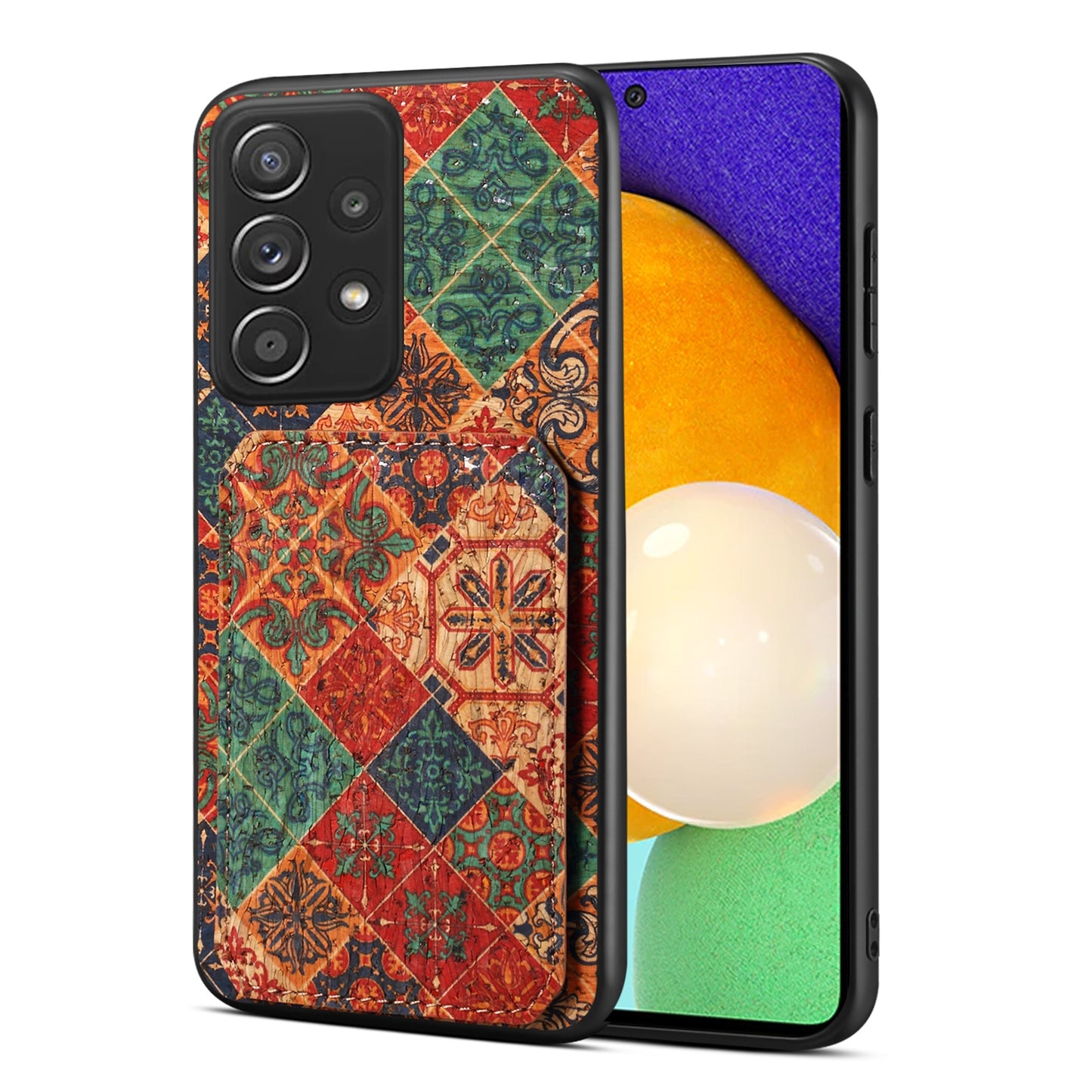 Samsung Galaxy A52 Dual Card Slot Holder Phone Case – Patterned Design, Scratch & Dirt Protection, Convenient Holder