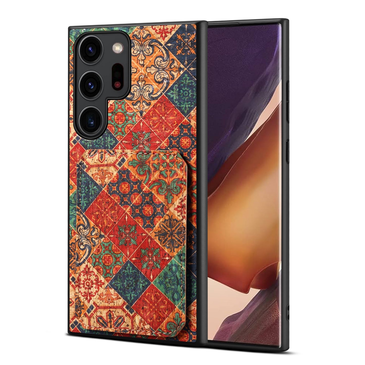 Samsung Galaxy Note20 Ultra Dual Card Slot Holder Phone Case – Patterned Design, Scratch & Dirt Protection, Convenient Holder