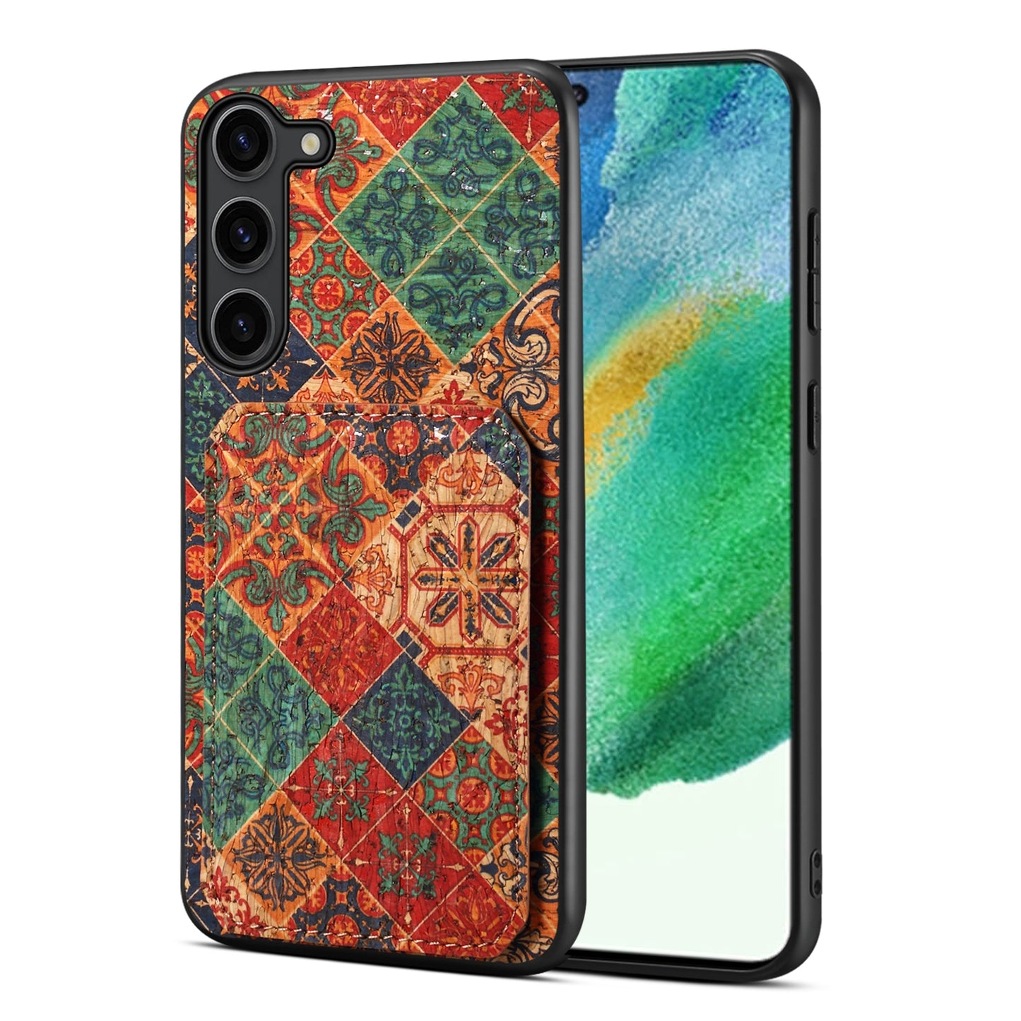 Samsung Galaxy S21 FE 5G Dual Card Slot Holder Phone Case – Patterned Design, Scratch & Dirt Protection, Convenient Holder