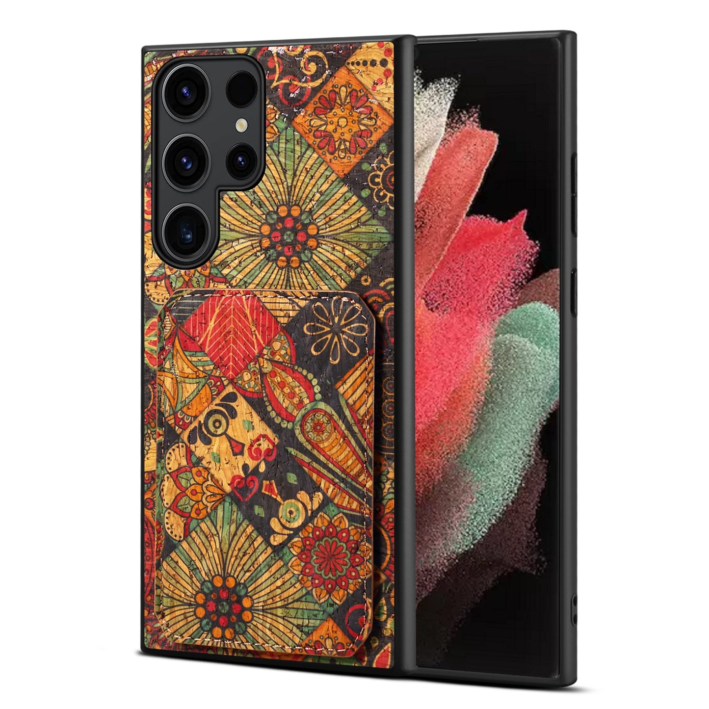Samsung Galaxy S21 Ultra 5G Dual Card Slot Holder Phone Case – Patterned Design, Scratch & Dirt Protection, Convenient Holder