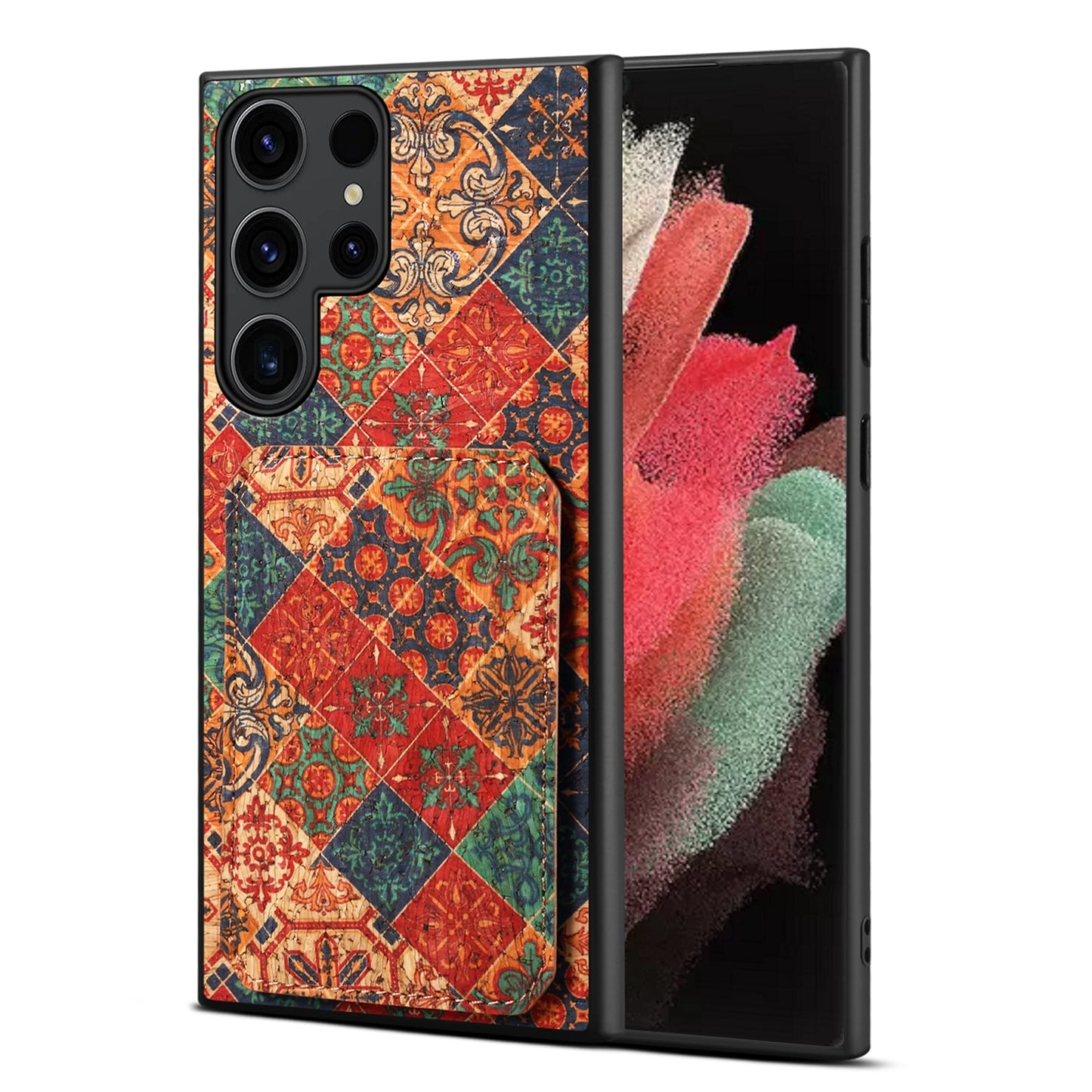 Samsung Galaxy S21 Ultra 5G Dual Card Slot Holder Phone Case – Patterned Design, Scratch & Dirt Protection, Convenient Holder