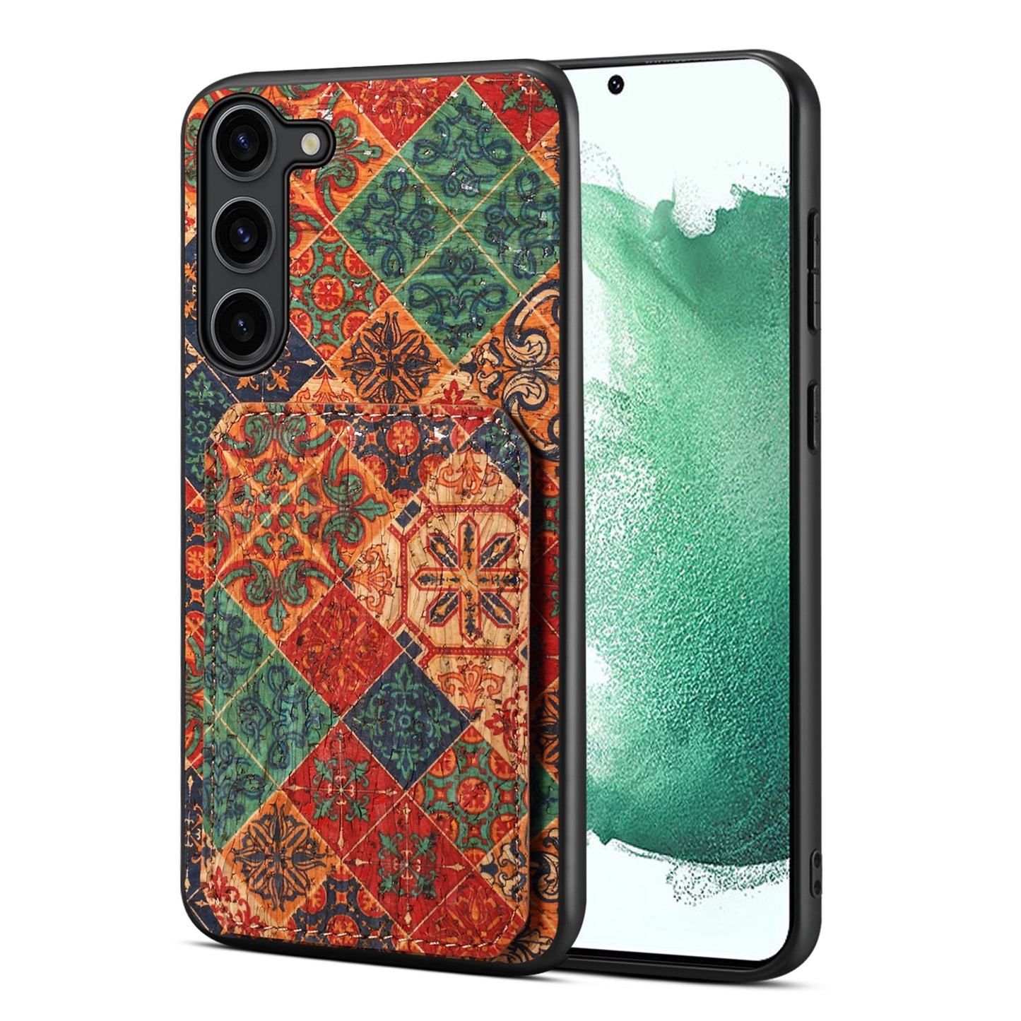 Samsung Galaxy S22+ 5G Dual Card Slot Holder Phone Case – Patterned Design, Scratch & Dirt Protection, Convenient Holder