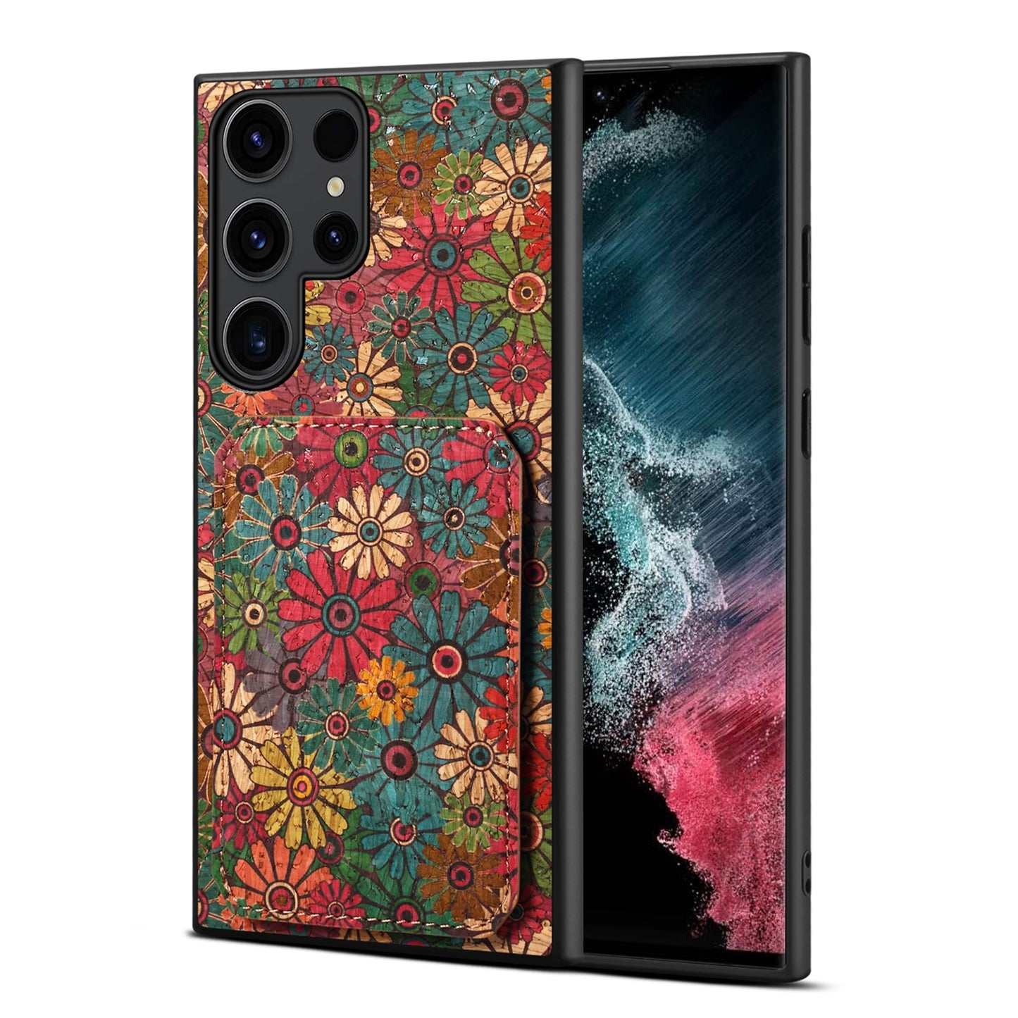 Samsung Galaxy S22 Ultra 5G Dual Card Slot Holder Phone Case – Patterned Design, Scratch & Dirt Protection, Convenient Holder
