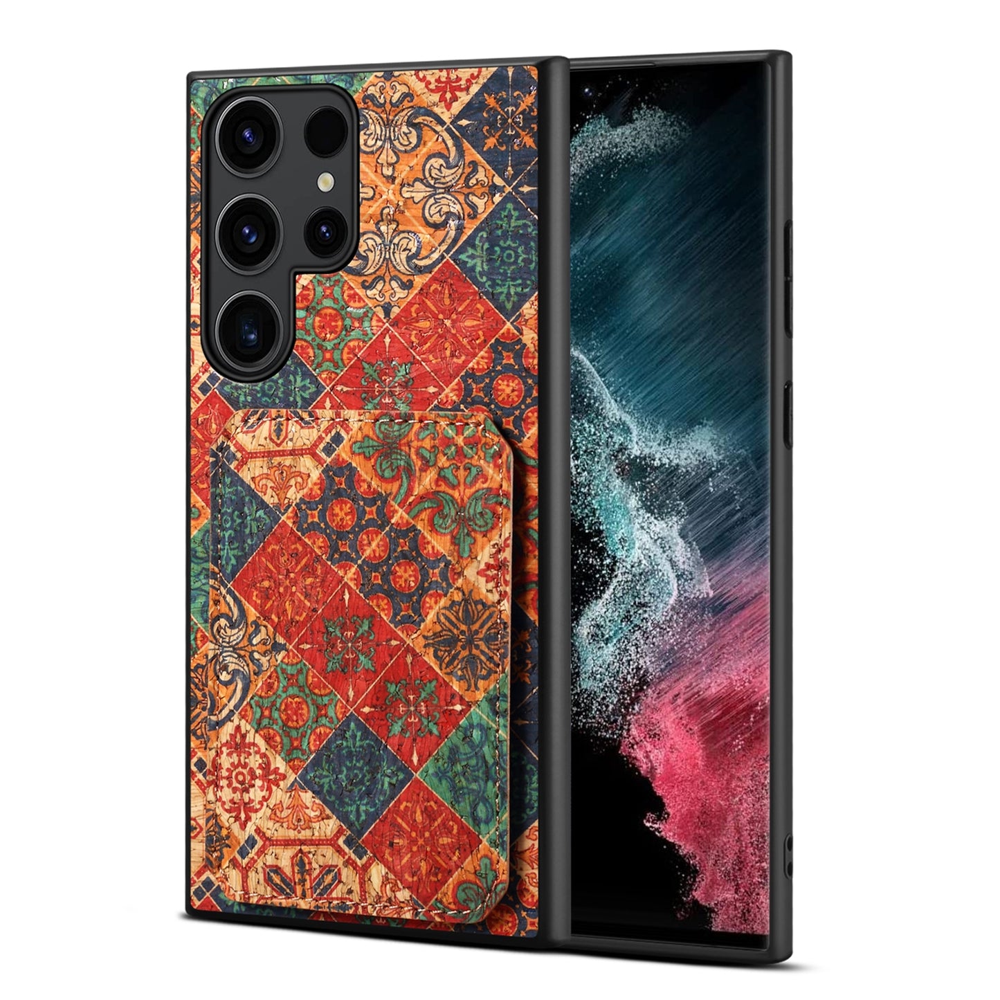 Samsung Galaxy S22 Ultra 5G Dual Card Slot Holder Phone Case – Patterned Design, Scratch & Dirt Protection, Convenient Holder