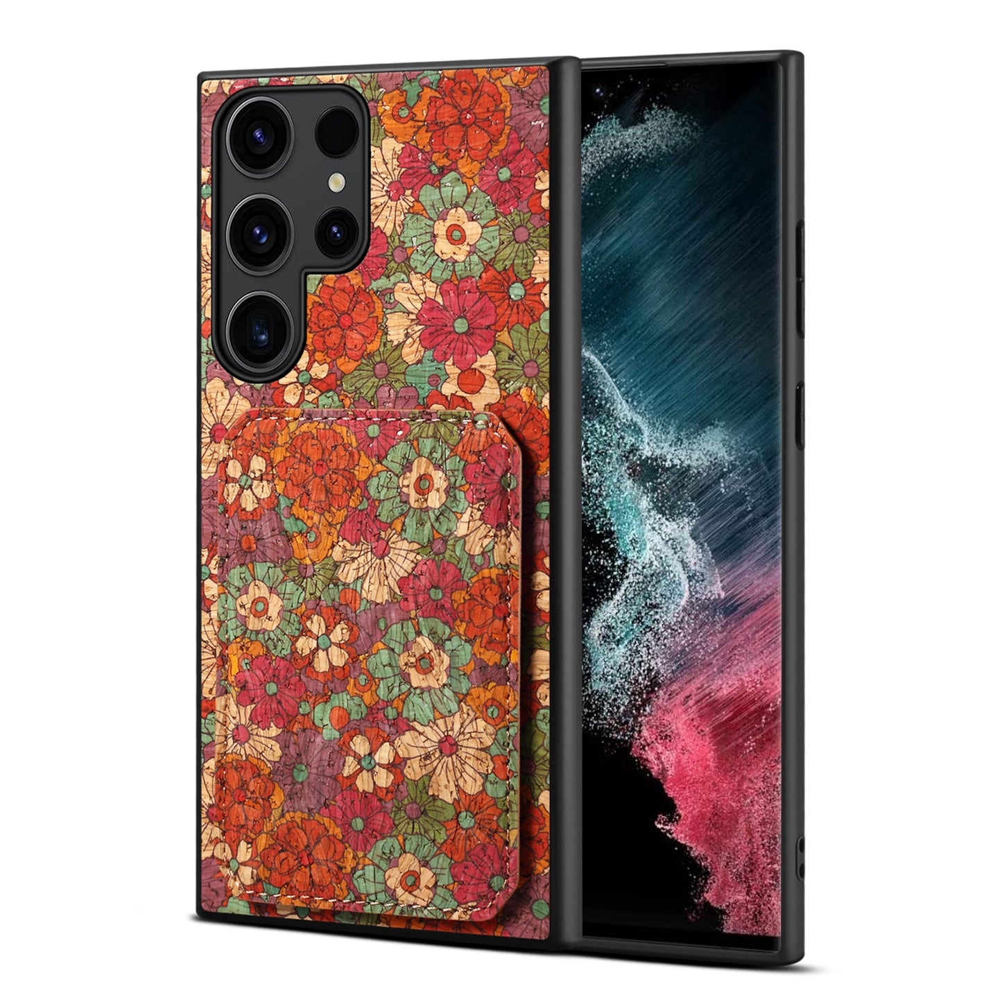 Samsung Galaxy S22 Ultra 5G Dual Card Slot Holder Phone Case – Patterned Design, Scratch & Dirt Protection, Convenient Holder