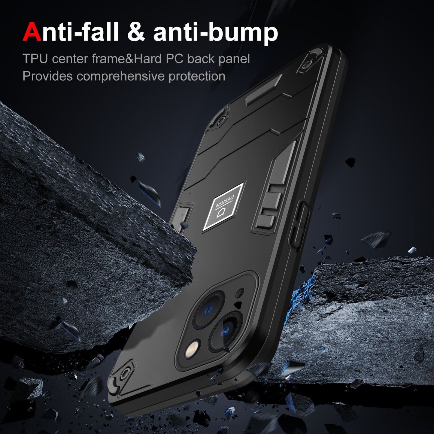 iPhone 13 2 in 1 Shockproof, Lightweight Phone Case with TPU+PC Material, Fashionable Design, and Precise Cut-outs