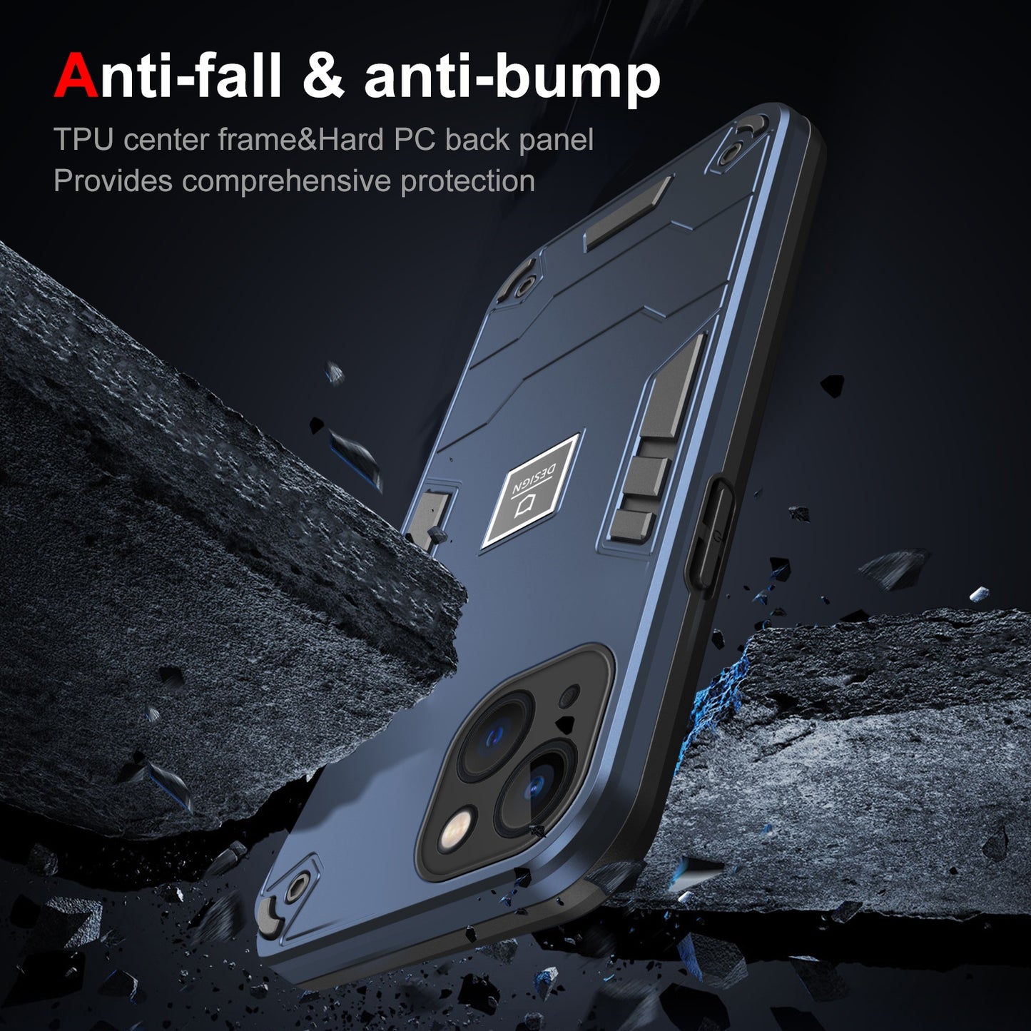 iPhone 13 2 in 1 Shockproof, Lightweight Phone Case with TPU+PC Material, Fashionable Design, and Precise Cut-outs