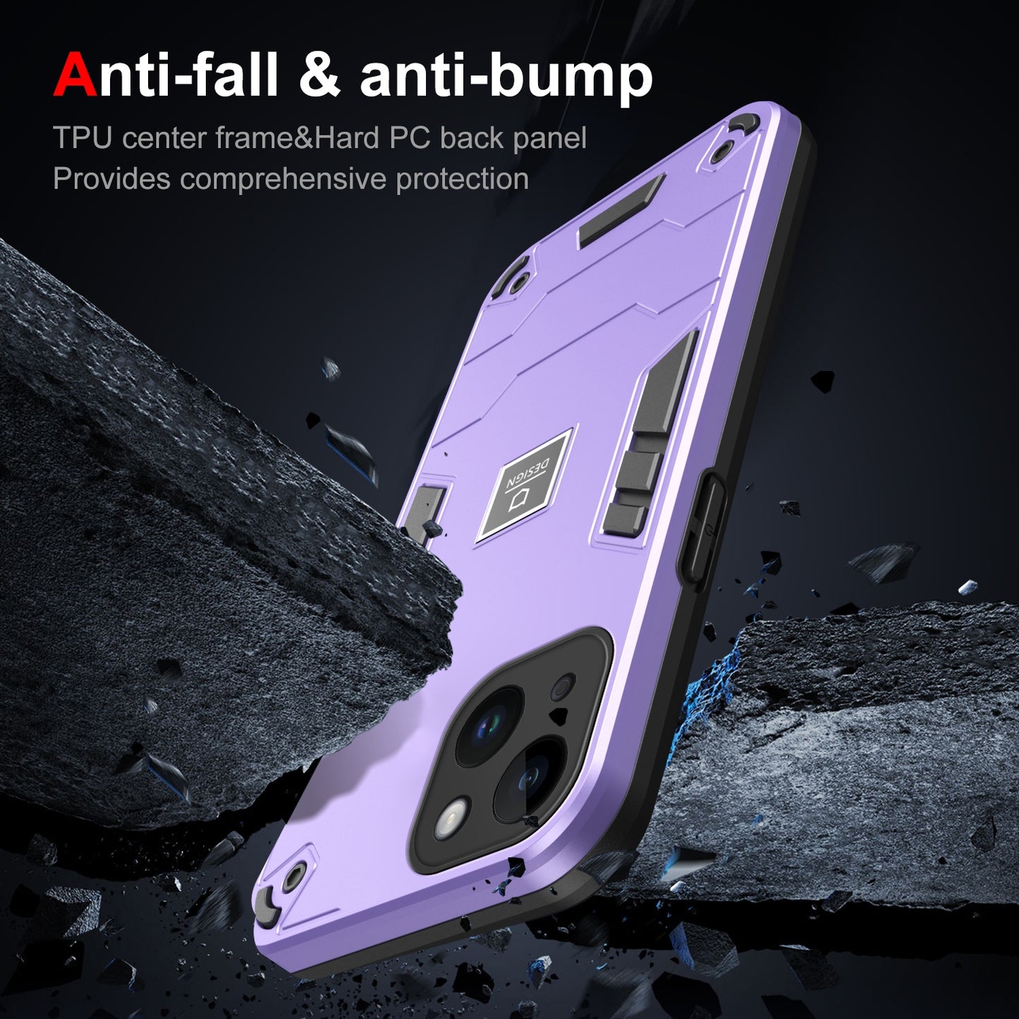iPhone 14 2 in 1 Shockproof, Lightweight Phone Case with TPU+PC Material, Fashionable Design, and Precise Cut-outs