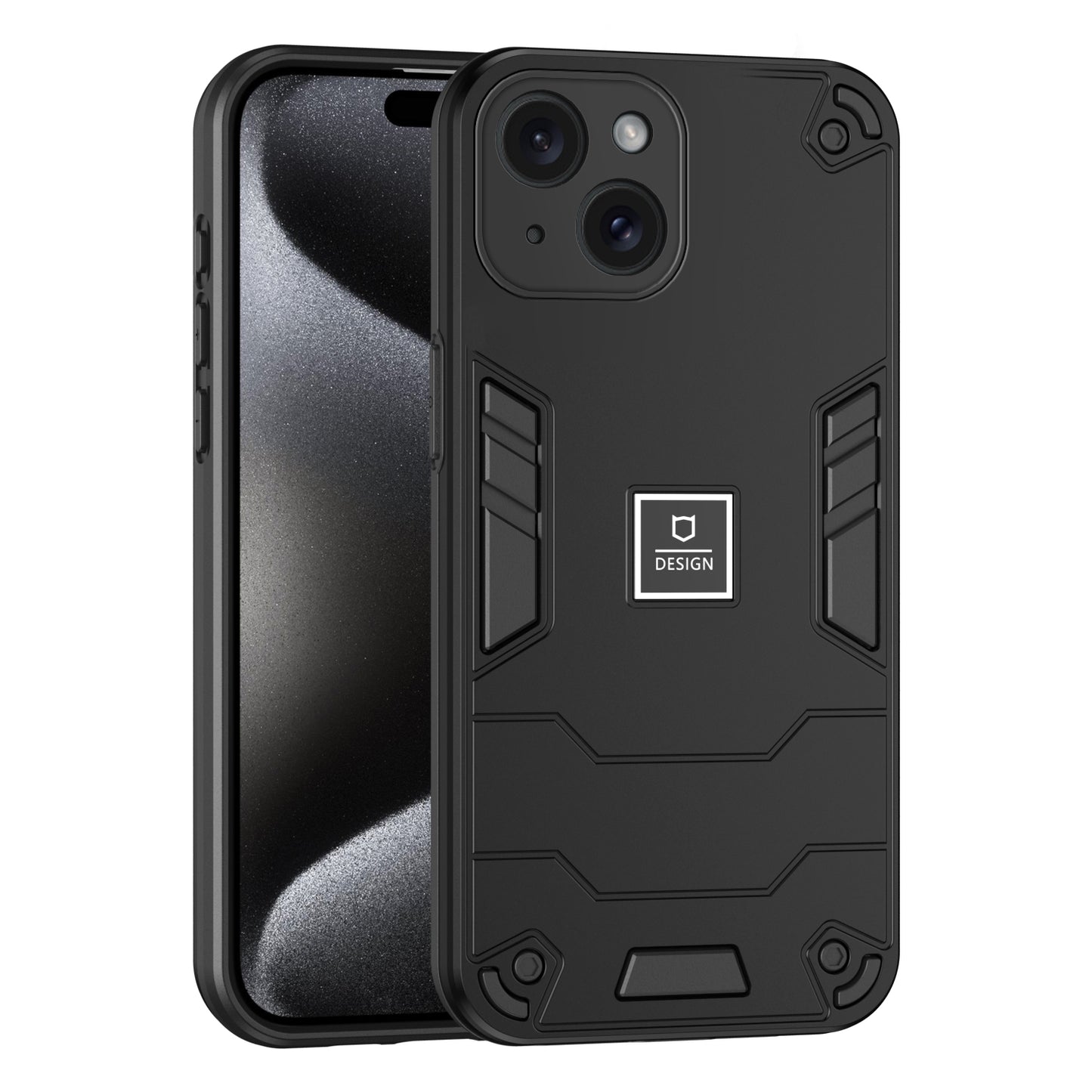 iPhone 15 Plus 2 in 1 Shockproof, Lightweight Phone Case with TPU+PC Material, Fashionable Design, and Precise Cut-outs