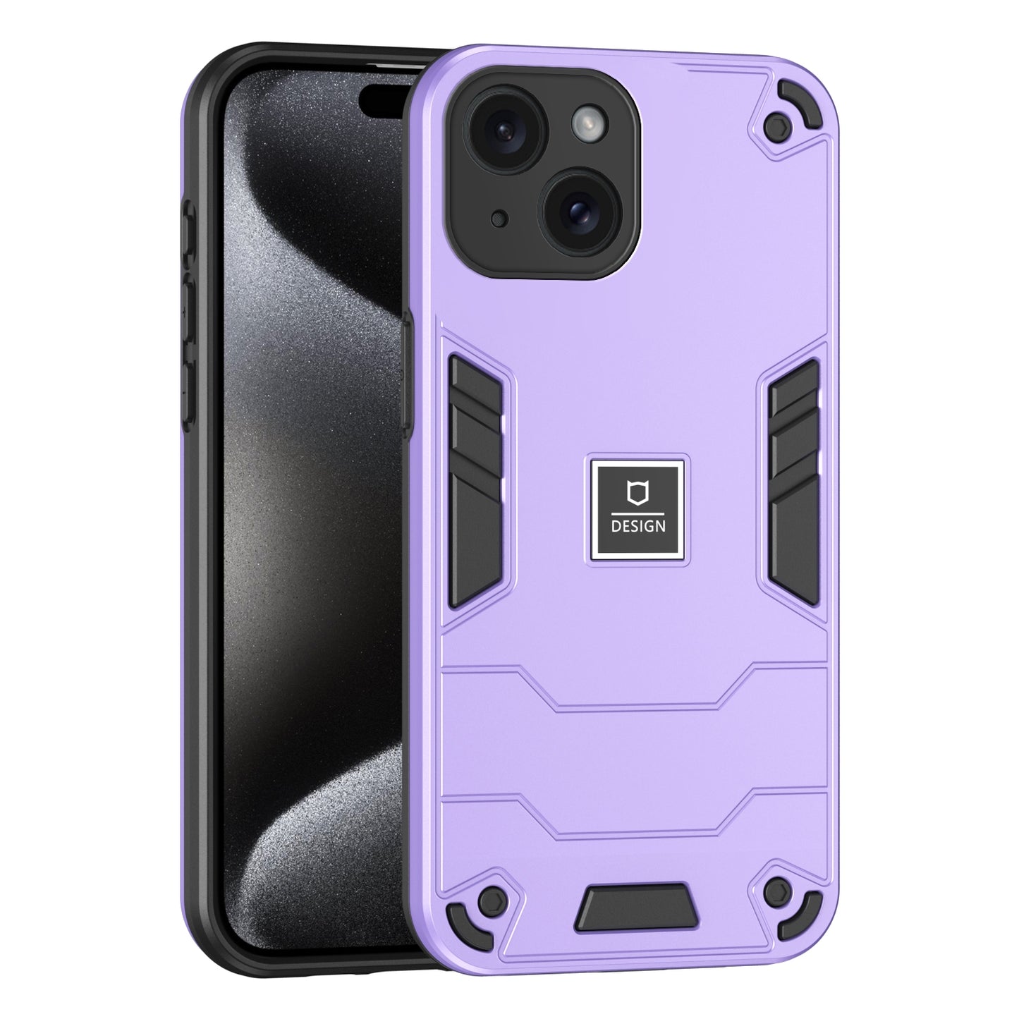 iPhone 15 Plus 2 in 1 Shockproof, Lightweight Phone Case with TPU+PC Material, Fashionable Design, and Precise Cut-outs