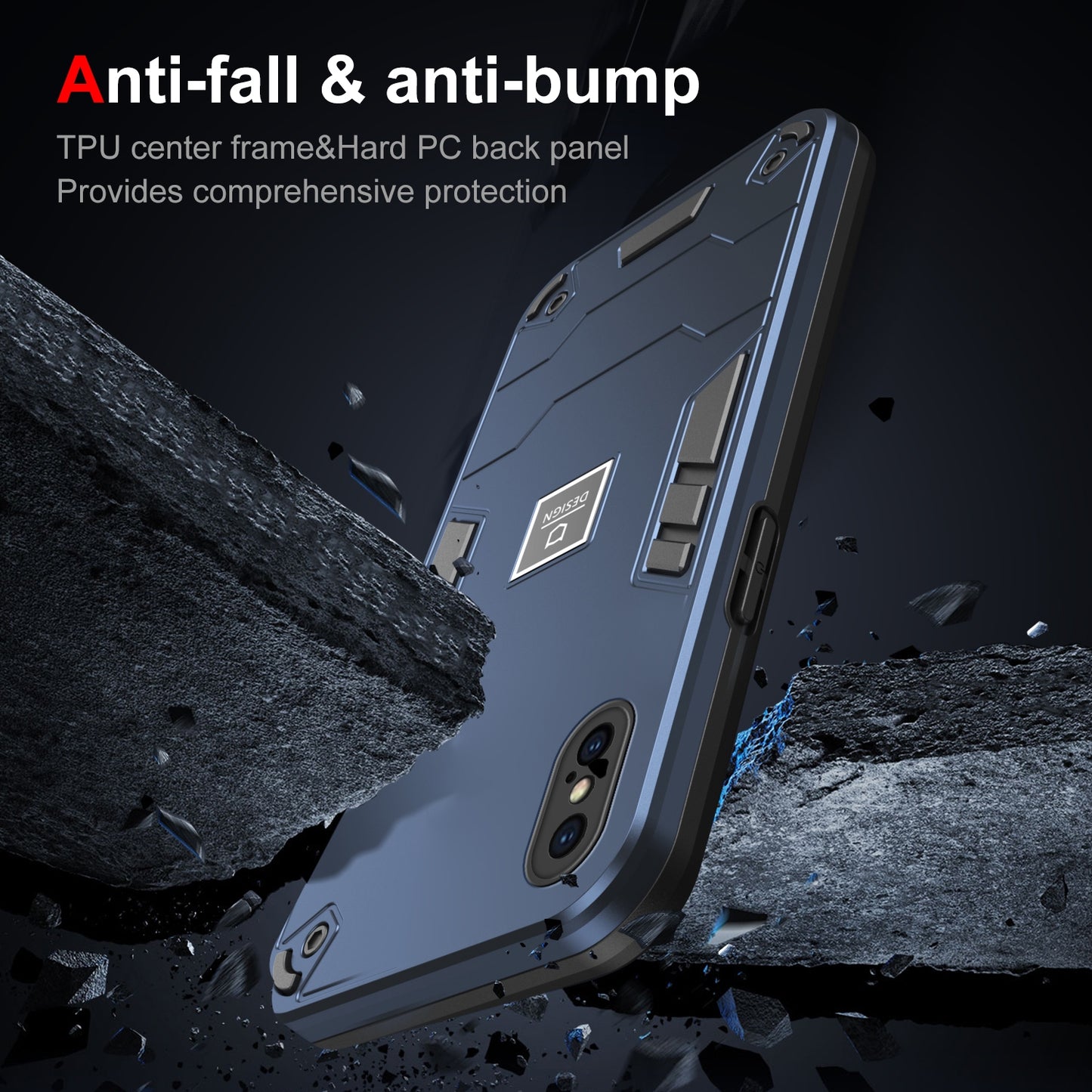 iPhone X 2 in 1 Shockproof, Lightweight Phone Case with TPU+PC Material, Fashionable Design, and Precise Cut-outs