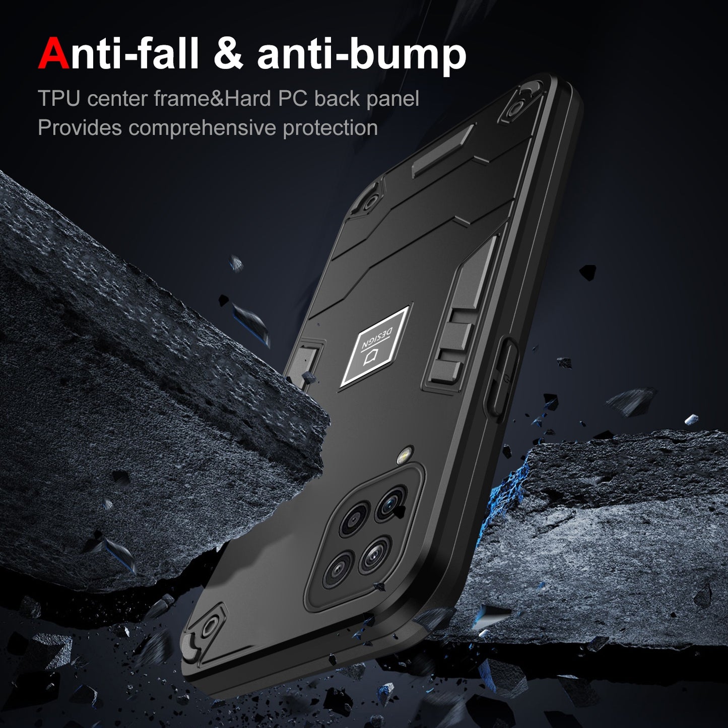Samsung Galaxy A12 2 in 1 Shockproof, Lightweight Phone Case with TPU+PC Material, Fashionable Design, and Precise Cut-outs