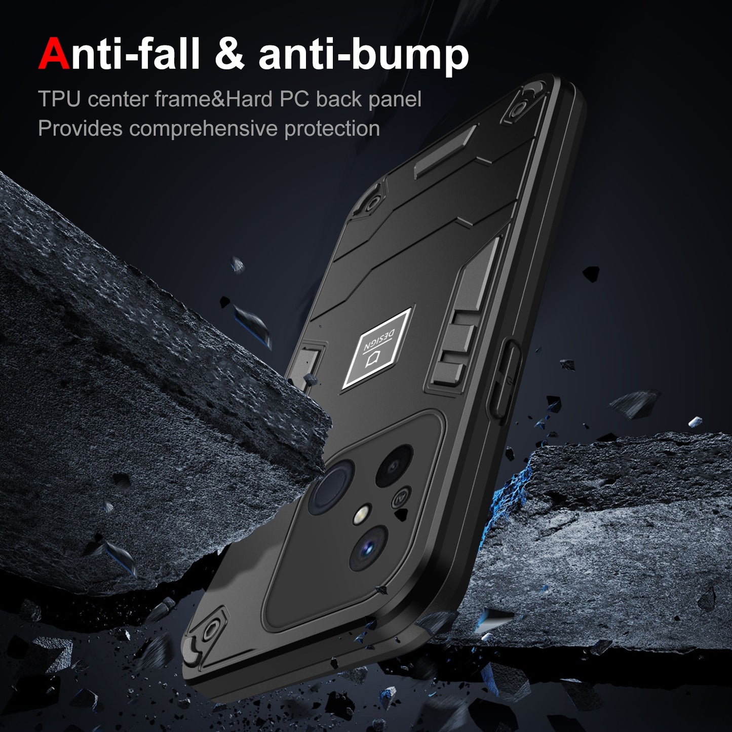 Xiaomi Redmi 12C 2 in 1 Shockproof, Lightweight Phone Case with TPU+PC Material, Fashionable Design, and Precise Cut-outs