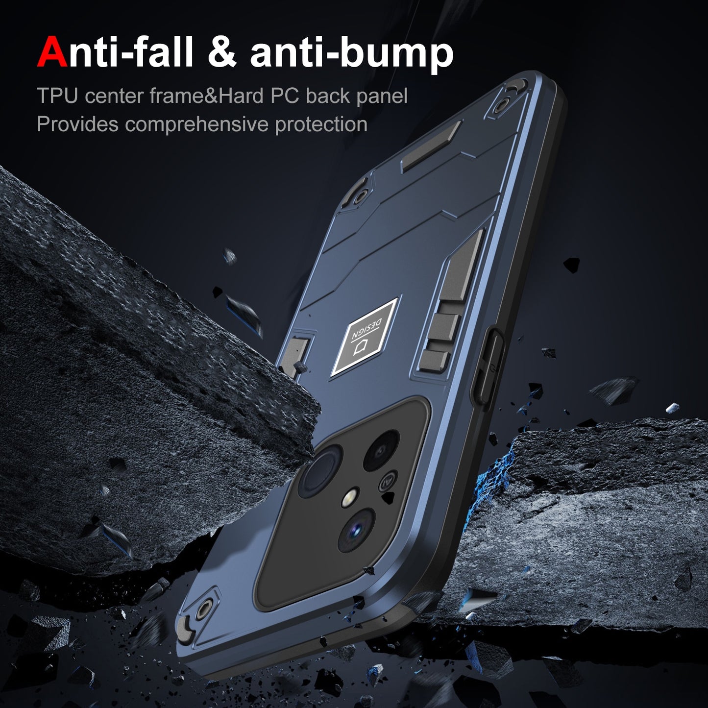 Xiaomi Redmi 12C 2 in 1 Shockproof, Lightweight Phone Case with TPU+PC Material, Fashionable Design, and Precise Cut-outs