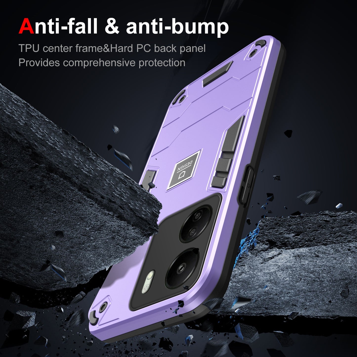Xiaomi Redmi 13C 2 in 1 Shockproof, Lightweight Phone Case with TPU+PC Material, Fashionable Design, and Precise Cut-outs
