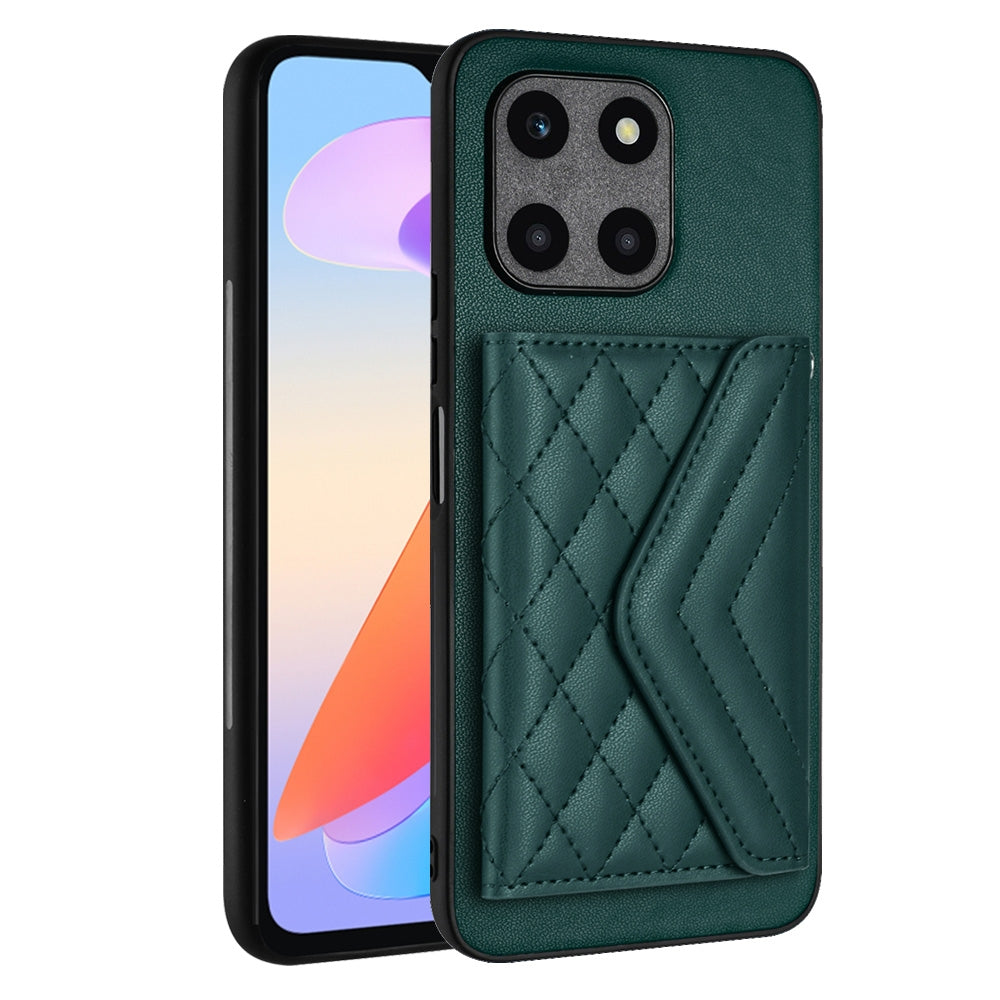 Honor X6a Leather Case with Card Holder & RFID Protection, Long Lanyard Included