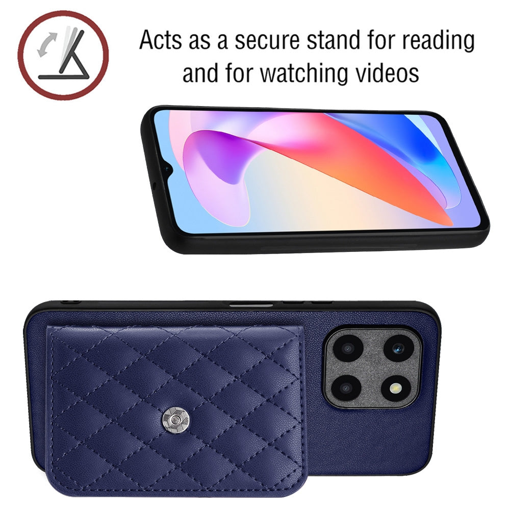 Honor X6a Leather Case with Card Holder & RFID Protection, Long Lanyard Included