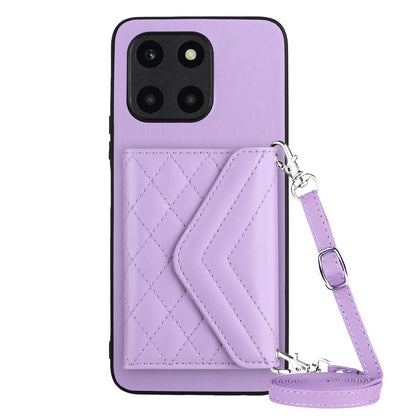 Honor X6a Leather Case with Card Holder & RFID Protection, Long Lanyard Included