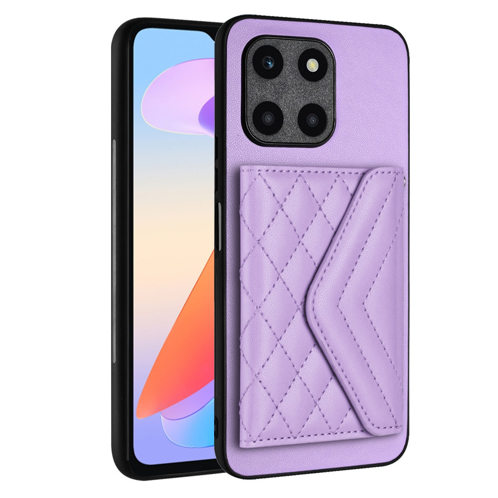 Honor X6a Leather Case with Card Holder & RFID Protection, Long Lanyard Included