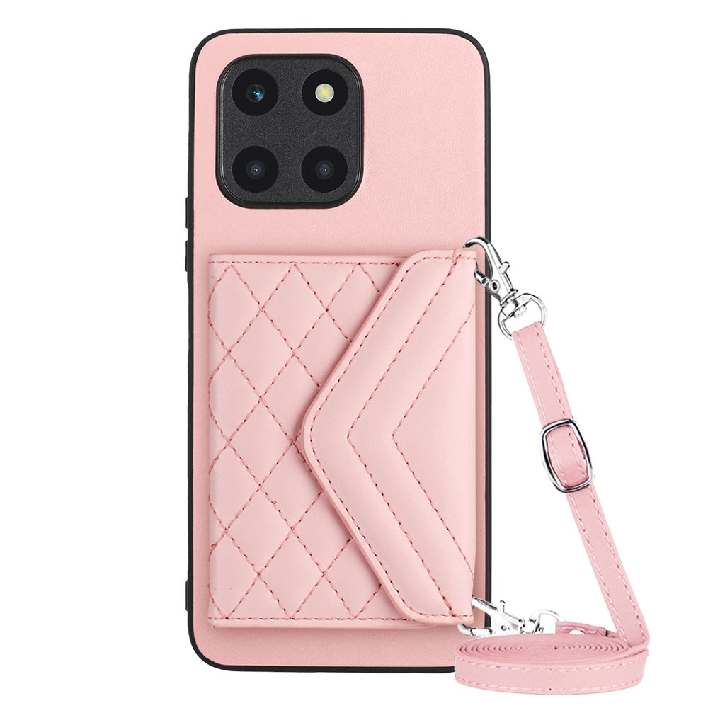 Honor X6a Leather Case with Card Holder & RFID Protection, Long Lanyard Included
