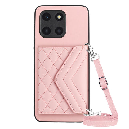 Honor X6a Leather Case with Card Holder & RFID Protection, Long Lanyard Included