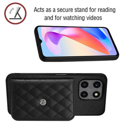 Honor X6a Leather Case with Card Holder & RFID Protection, Long Lanyard Included