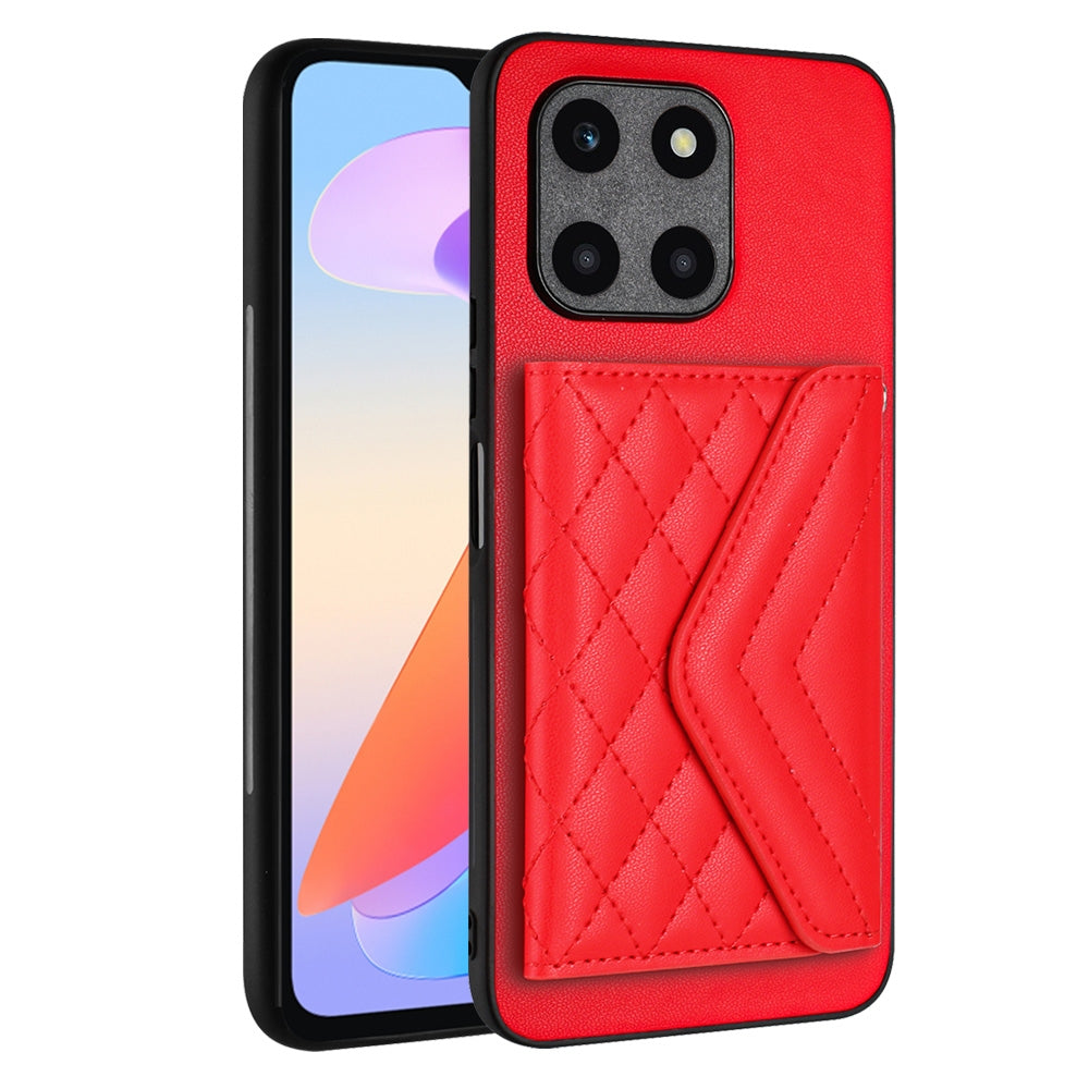 Honor X6a Leather Case with Card Holder & RFID Protection, Long Lanyard Included
