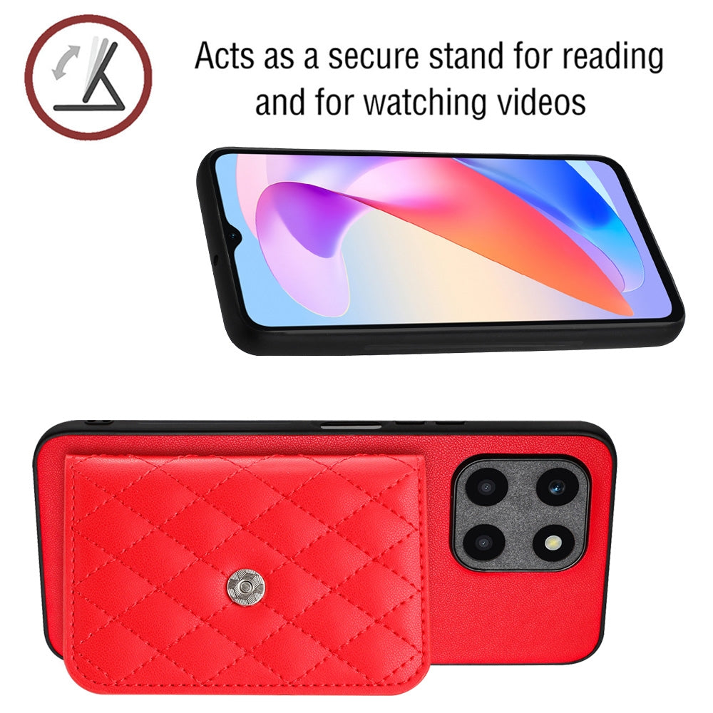 Honor X6a Leather Case with Card Holder & RFID Protection, Long Lanyard Included