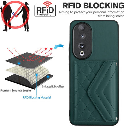 Honor 90 Leather Case with Card Holder & RFID Protection, Long Lanyard Included
