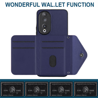 Honor 90 Leather Case with Card Holder & RFID Protection, Long Lanyard Included